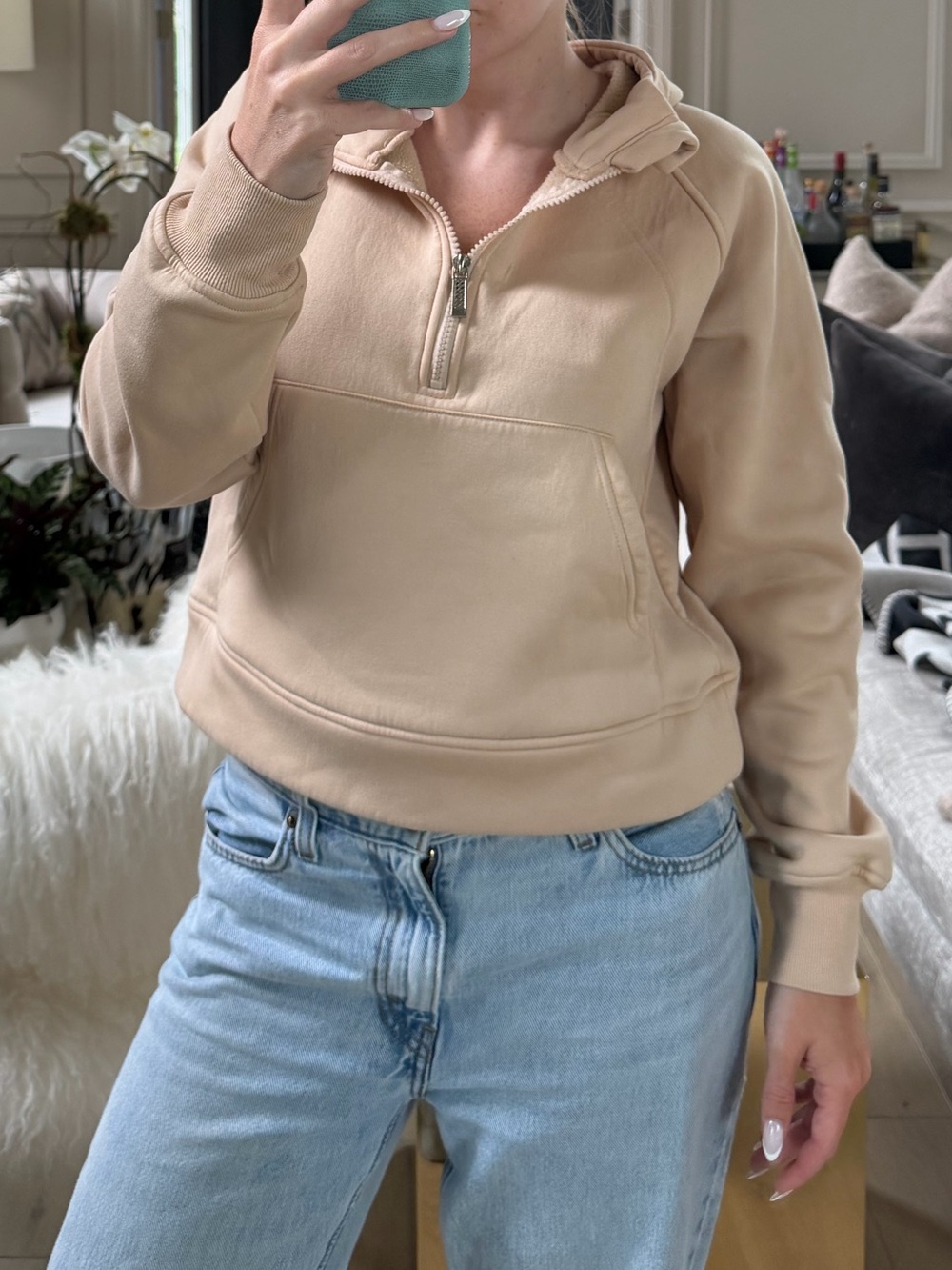 Laslulu Cropped Quarter Zip, Size S